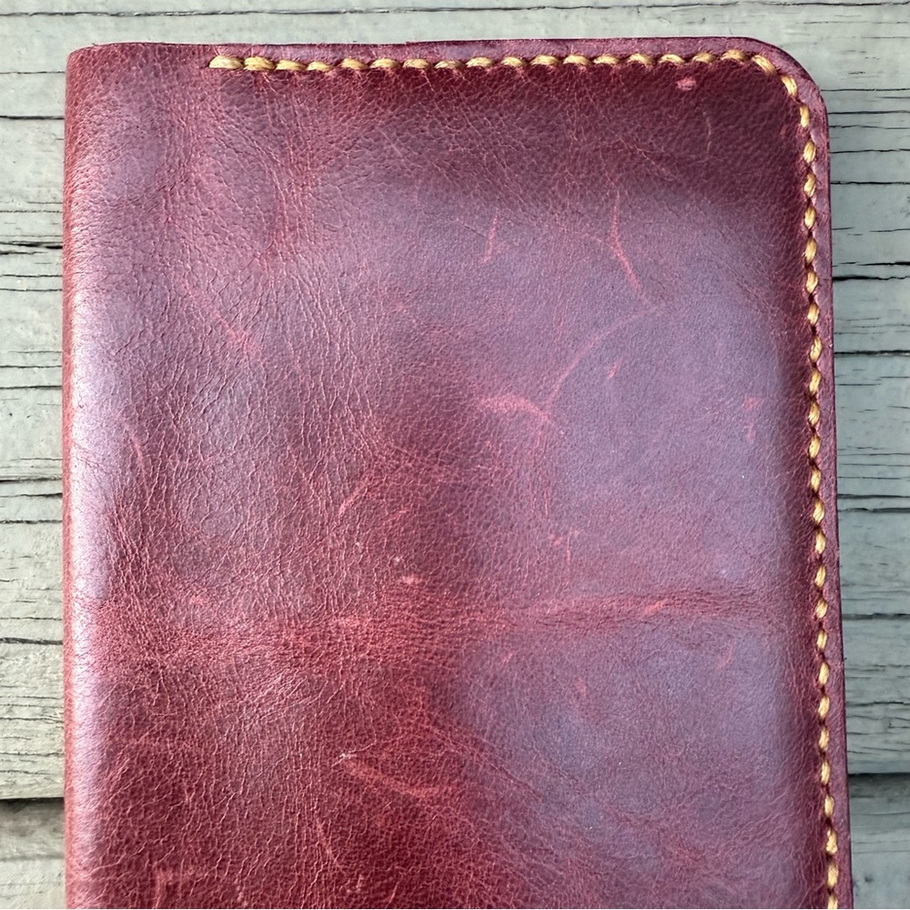 Long Leather Wallet in Burgundy - Picture 3 of 13